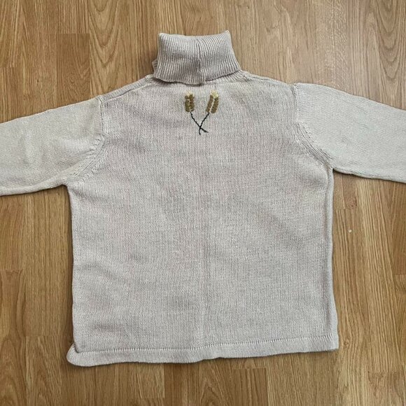 🍁Cottagecore Harvest Sweater Vintage All Points Embroidered Natural Textiles - Picture 5 of 5
